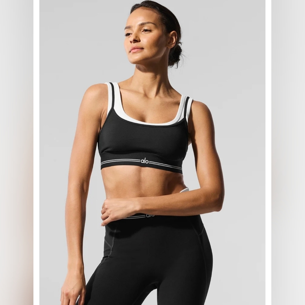 Alo FIRE! NWT! Airbrush Better Together Bra in Black/White. Sz XXS. R2S!! - Picture 3 of 13